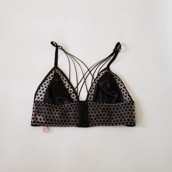 NWT Victoria's Secret Starburst Satin/Mesh Criss-Cross Back Long Line Bra - Picture 4 of 6